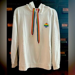 Kate Spade Rainbow Pride Pullover White Hoodie Women's Sz M
